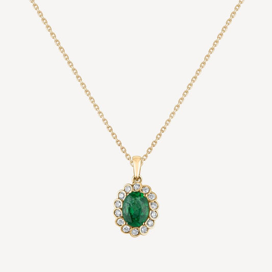 QA Forest Glare Pendant with Diamonds and Emeralds - yellow