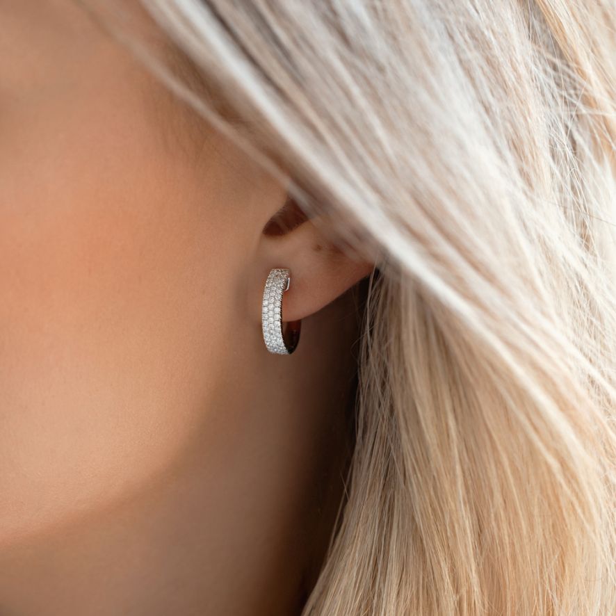 QA Glistening Cascade Diamond Earrings- white