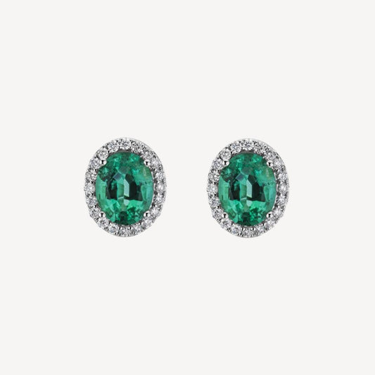 QA Forest Glare Earrings with Diamonds and Emeralds
