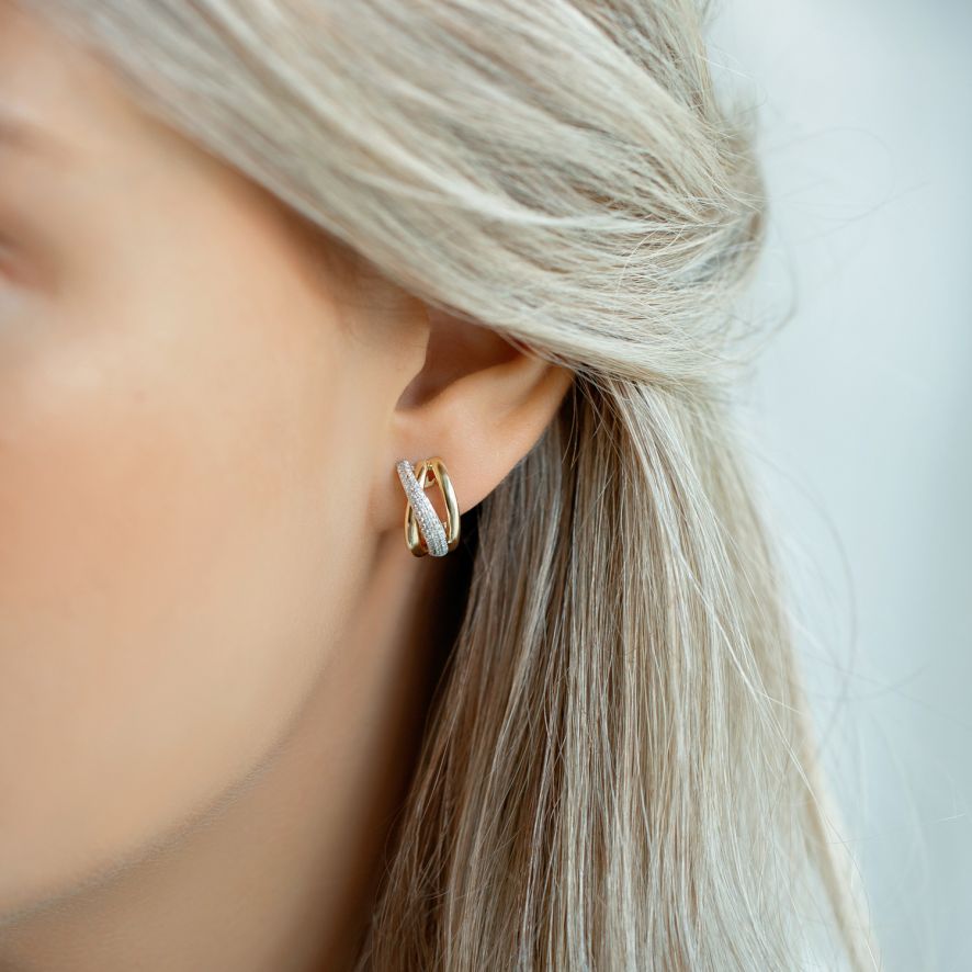 QA Sparkling Sun Ray Diamond Earrings