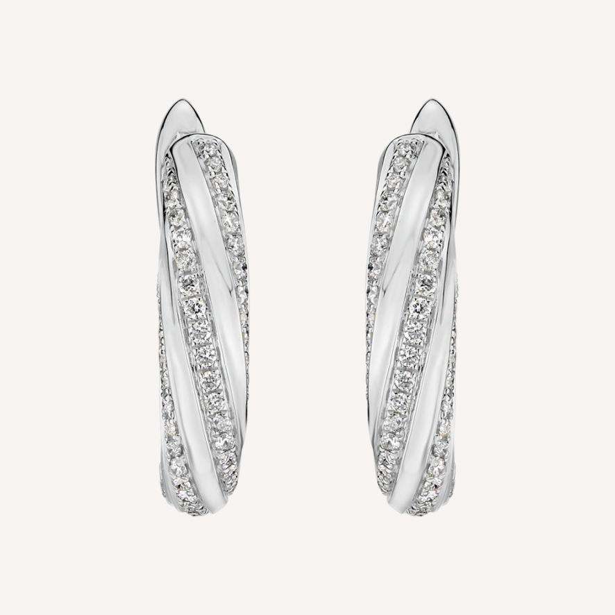 QA Sophisticated Vitality Diamond Earrings - white