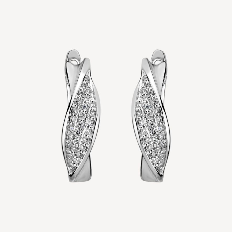 QA Brilliant Curves Diamond Earrings - white