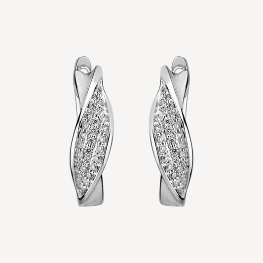 QA Brilliant Curves Diamond Earrings - white