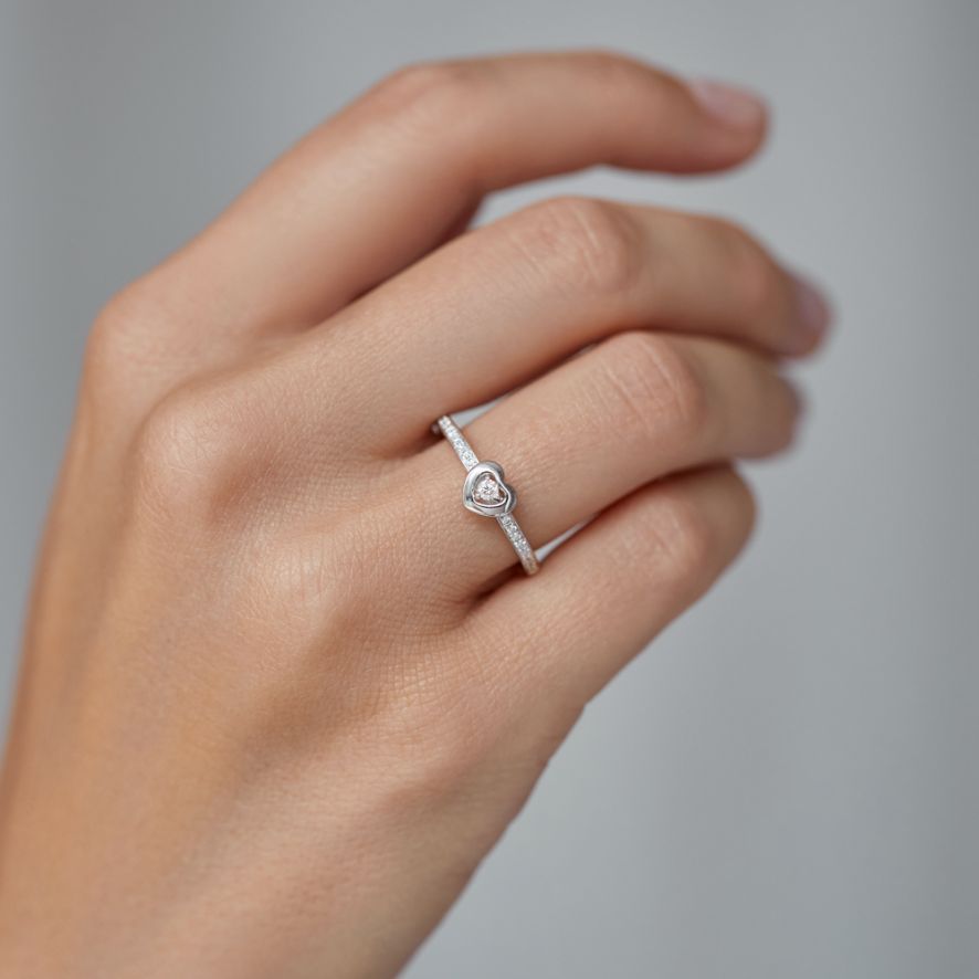 QA Diamond Ring Shiny Heart