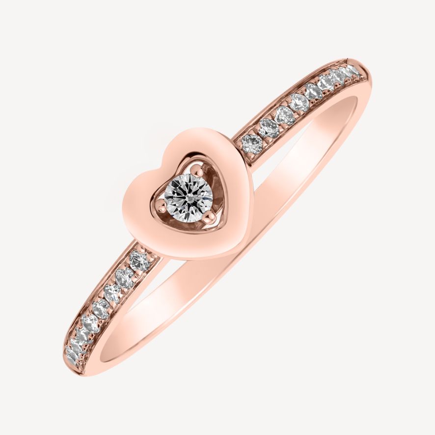 QA Diamond Ring Shiny Heart