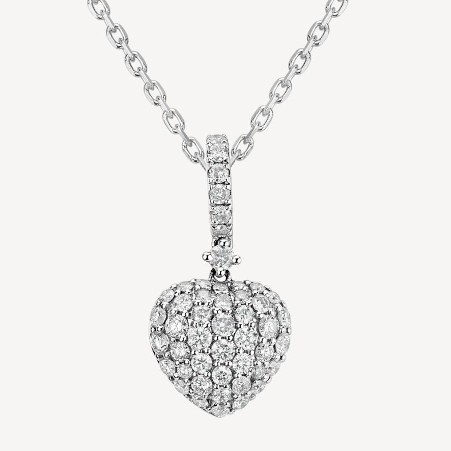 QA Sparkling Heart Diamond Pendant - white