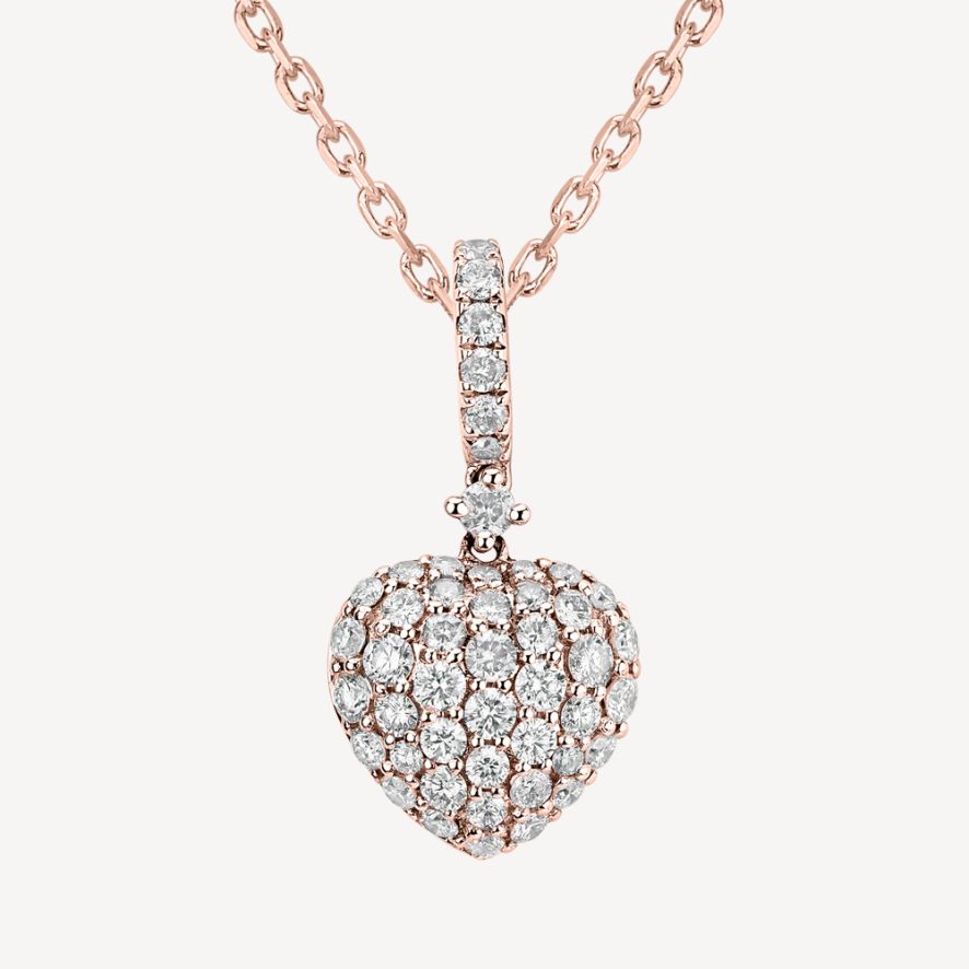 QA Sparkling Heart Diamond Pendant - rose