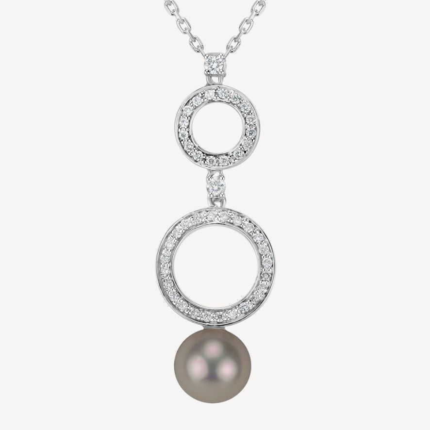 QA Nocturnal Elegance Necklace with Diamonds and Pearls