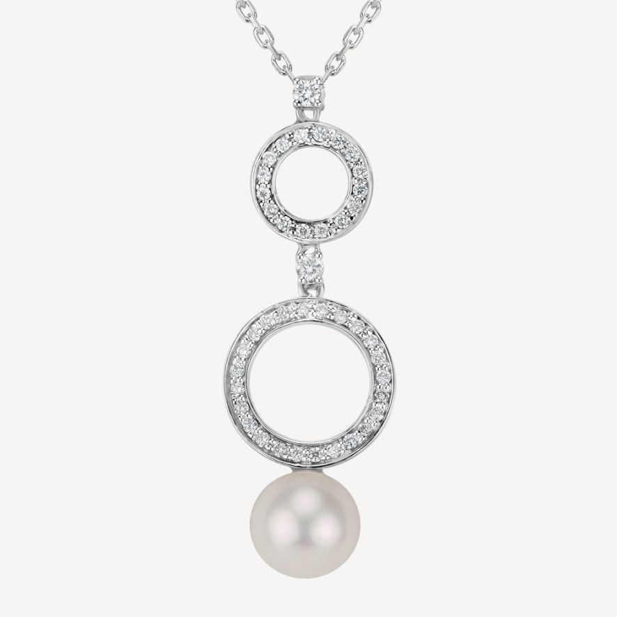 QA Heavenly Luster Necklace with Diamonds and Pearls