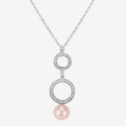 QA Blossom Blush Necklace with Diamonds and Pearls - white