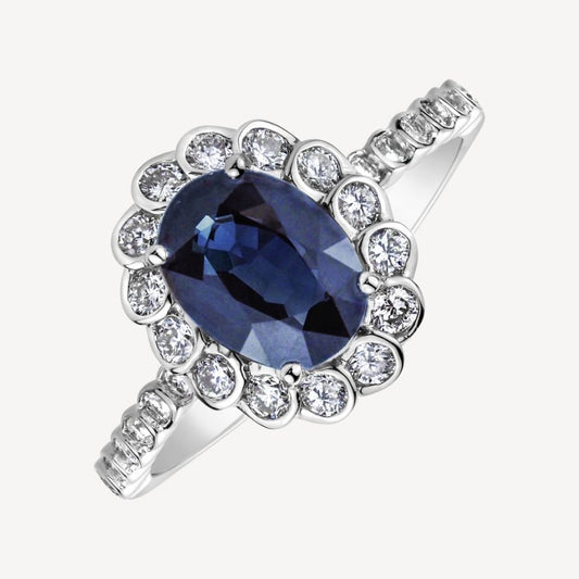 QA Ocean Glare Ring with Diamonds and Sapphires