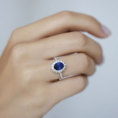 QA Ocean Glare Ring with Diamonds and Sapphires