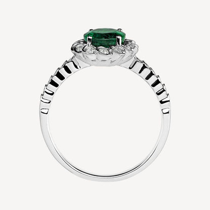 QA Forest Glare Ring with Diamonds and Emeralds - white