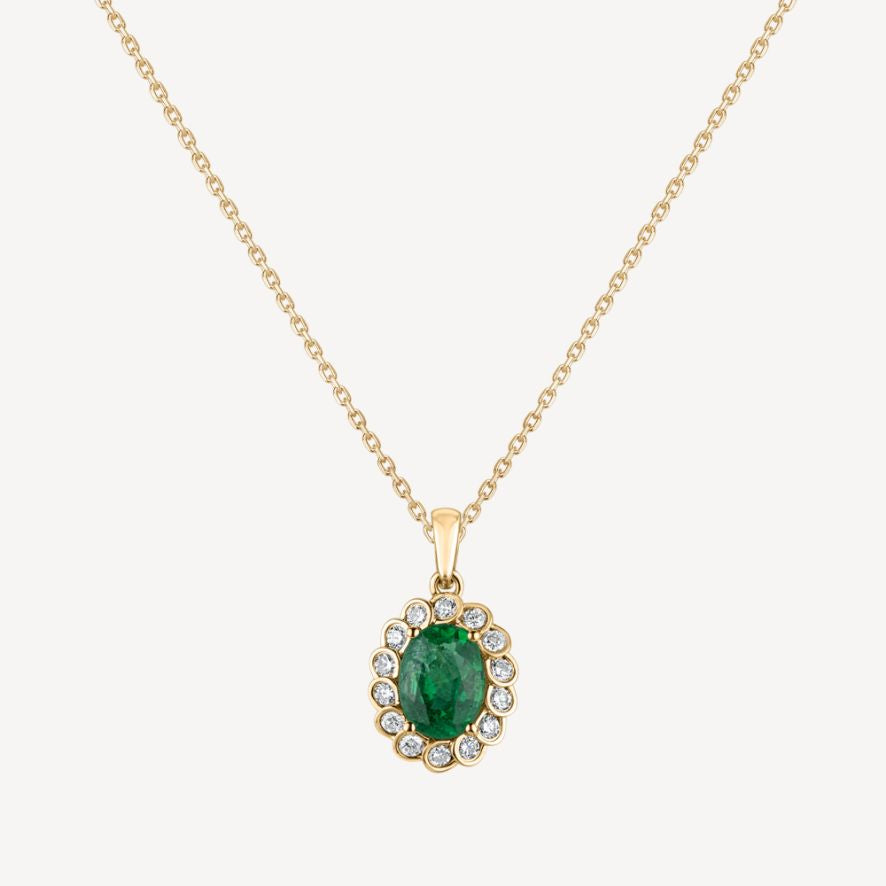 QA Forest Glare Pendant with Diamonds and Emeralds - yellow