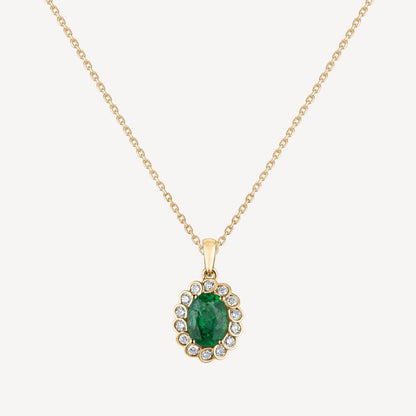 QA Forest Glare Pendant with Diamonds and Emeralds - yellow