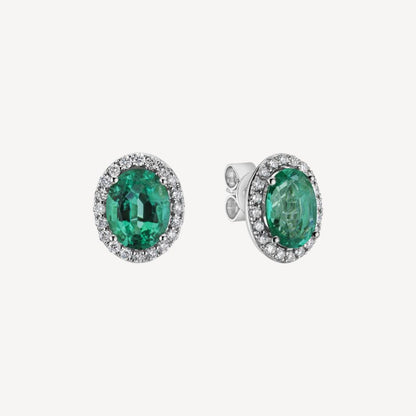 QA Forest Glare Earrings with Diamonds and Emeralds