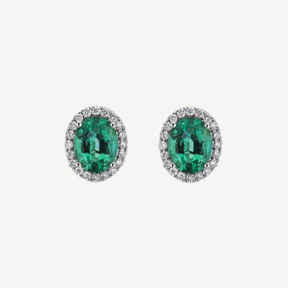 QA Forest Glare Earrings with Diamonds and Emeralds