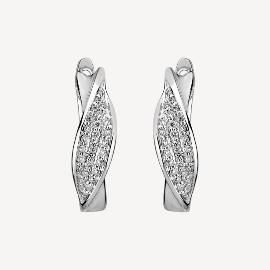 QA Brilliant Curves Diamond Earrings - white