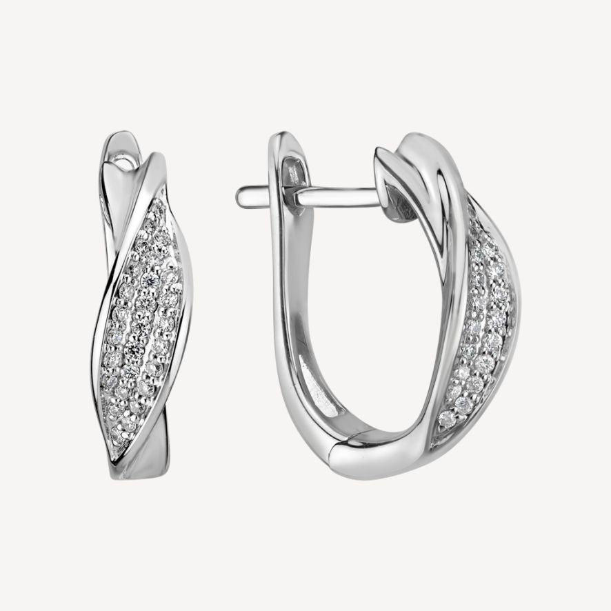 QA Brilliant Curves Diamond Earrings - white