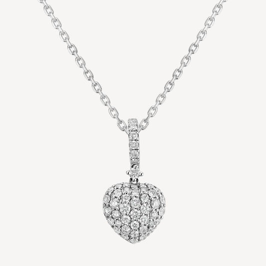 QA Sparkling Heart Diamond Pendant - white