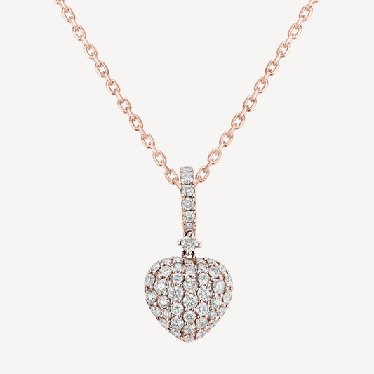 QA Sparkling Heart Diamond Pendant - rose