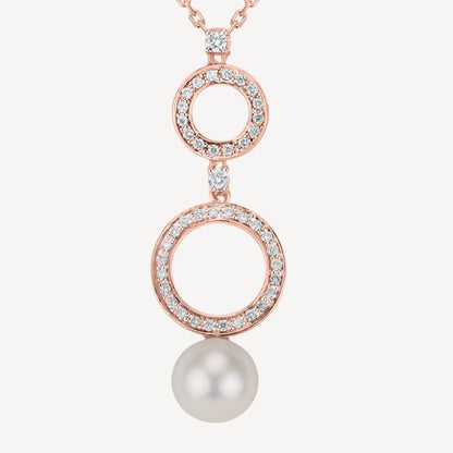 QA Blossom Blush Necklace with Diamonds and Pearls - rose