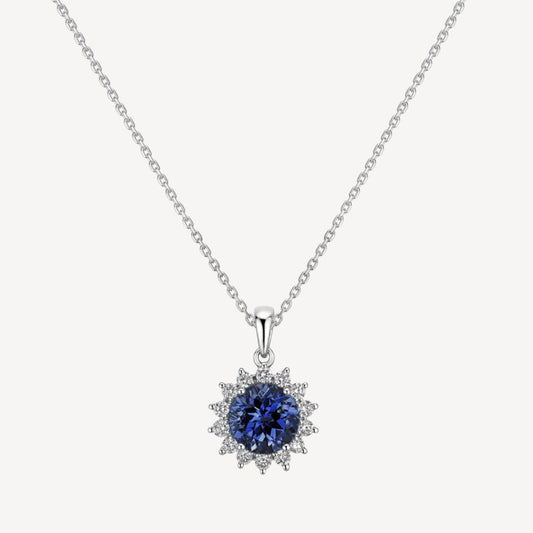 QA Frosty Bloom Pendant with Diamonds and Tanzanites - white