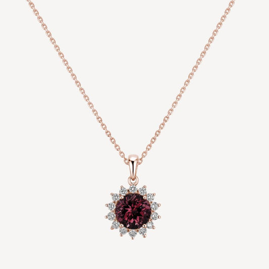 QA Diamond and Rhodolite Pendant Ember Eclipse - rose