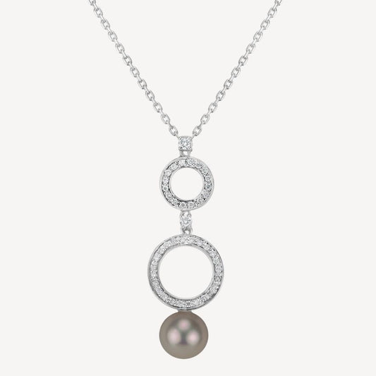 QA Nocturnal Elegance Necklace with Diamonds and Pearls