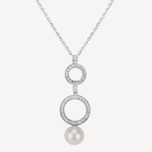 QA Heavenly Luster Necklace with Diamonds and Pearls