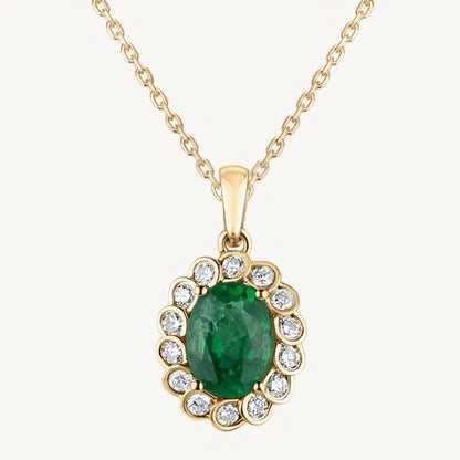 QA Forest Glare Pendant with Diamonds and Emeralds - yellow