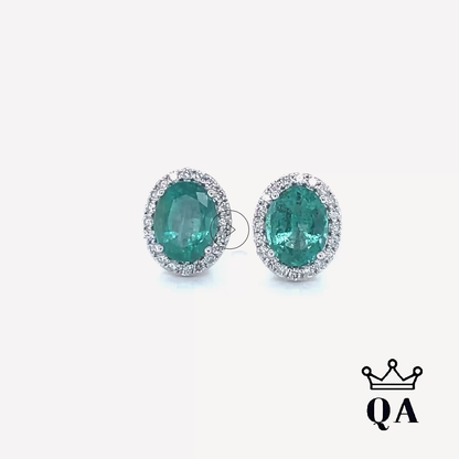 QA Forest Glare Earrings with Diamonds and Emeralds